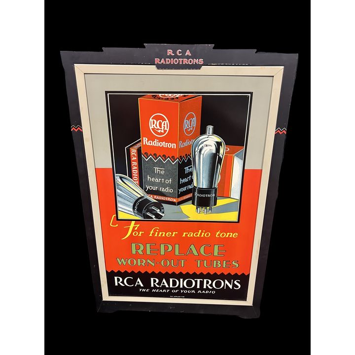 Incredibly Rare NOS RCA Radiotron Radio Tin Litho Advertising Display