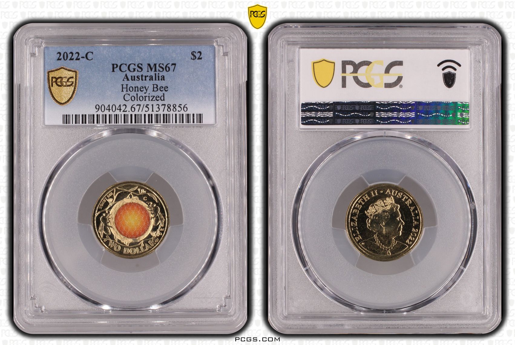 Honey Bee Colorized, Two Dollar, 2022-C, PCGS MS67
