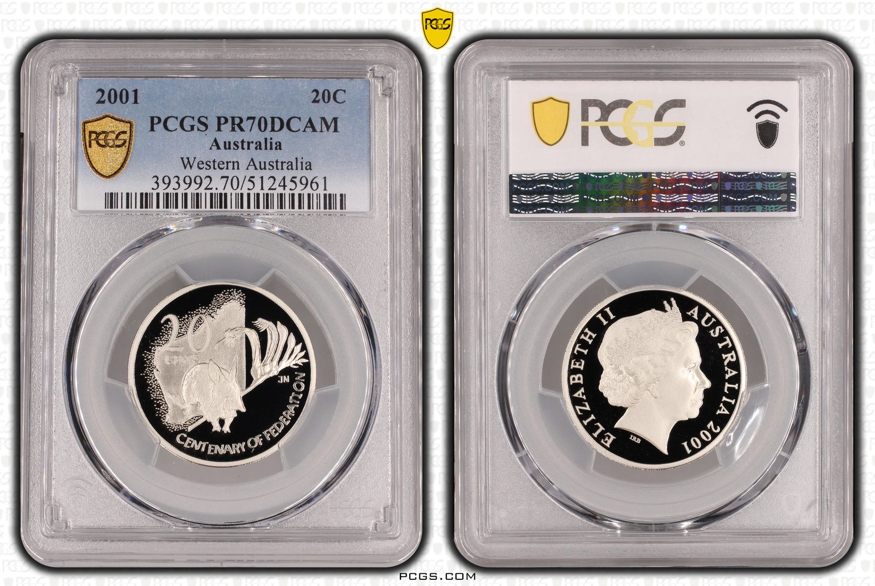 Western Australia, Twenty Cent, 2001, PCGS PR70DCAM