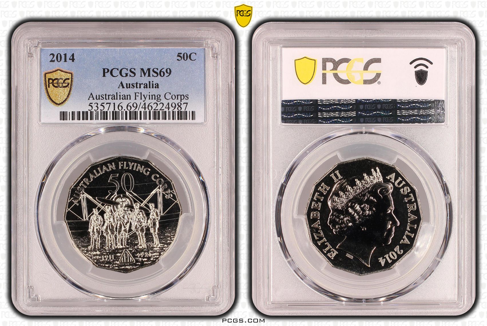 Australian Flying Corps, Fifty Cent, 2014, PCGS MS69
