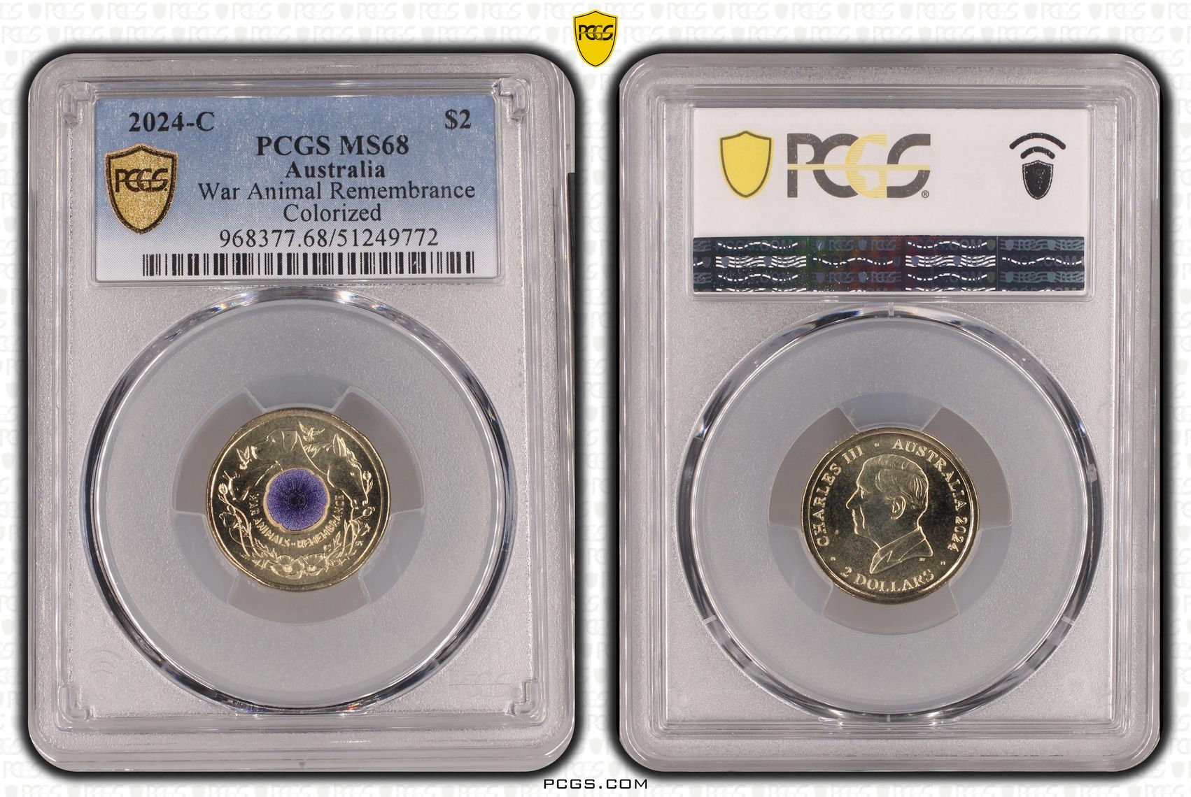 War Animal Remembrance Colorized, Two Dollar, 2024-C, PCGS MS68