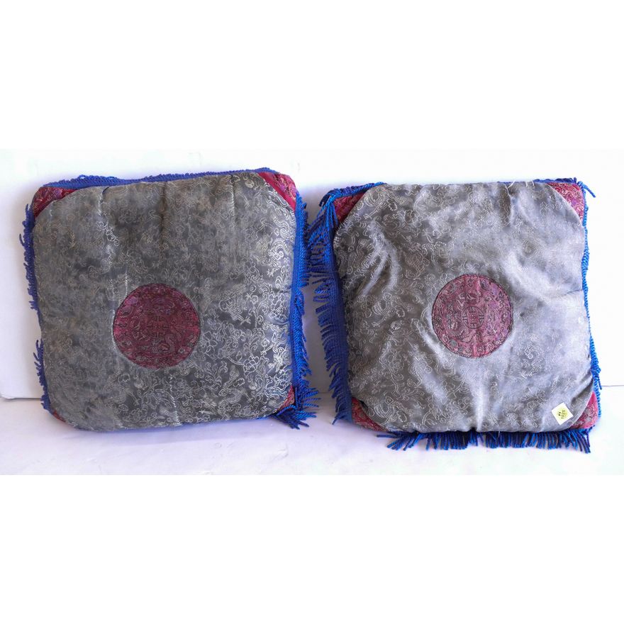 2pc Chinese Silk Embroidered Throw Pillows- 15x15'' each