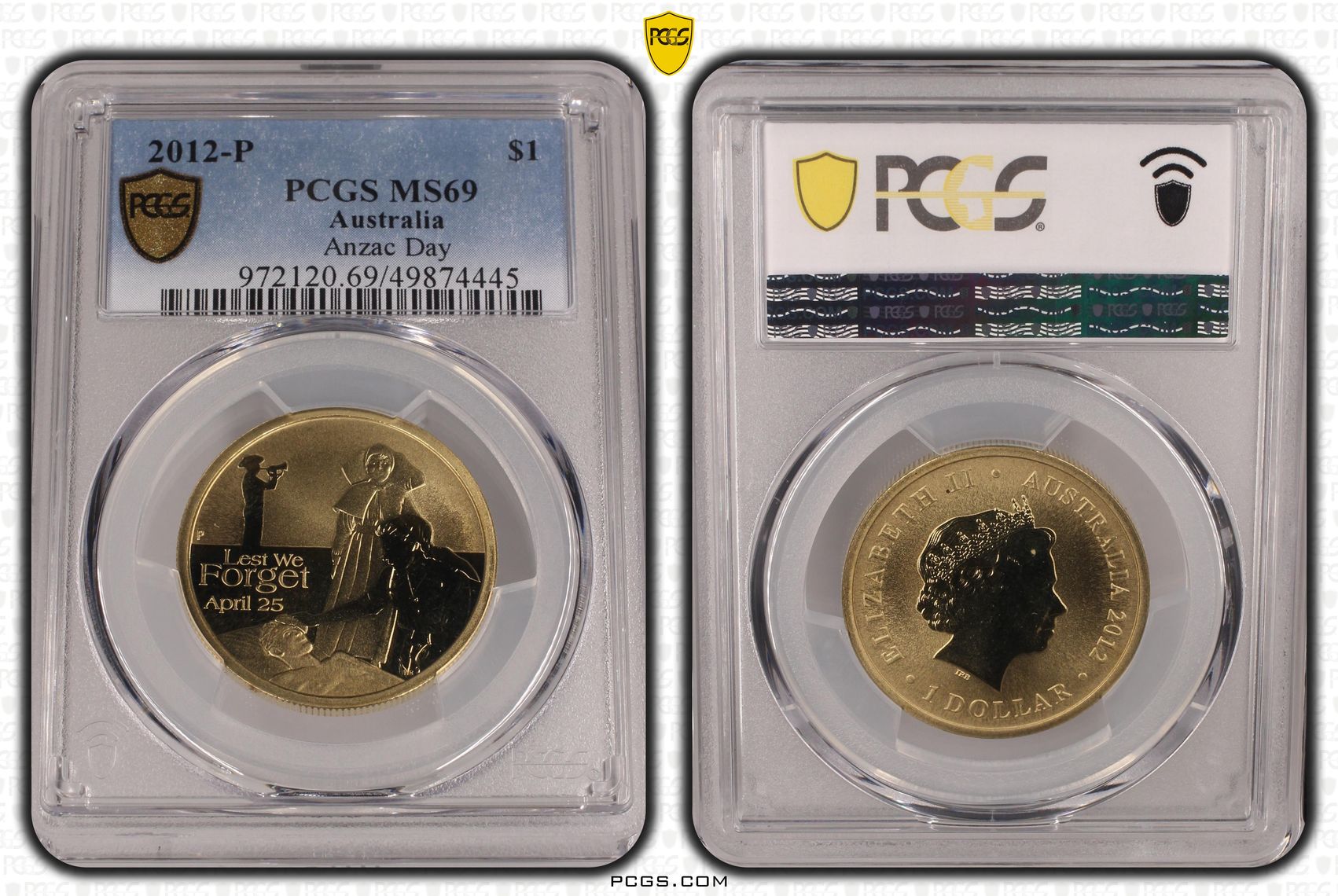 Anzac Day POP 20/0, One Dollar, 2012-P, PCGS MS69