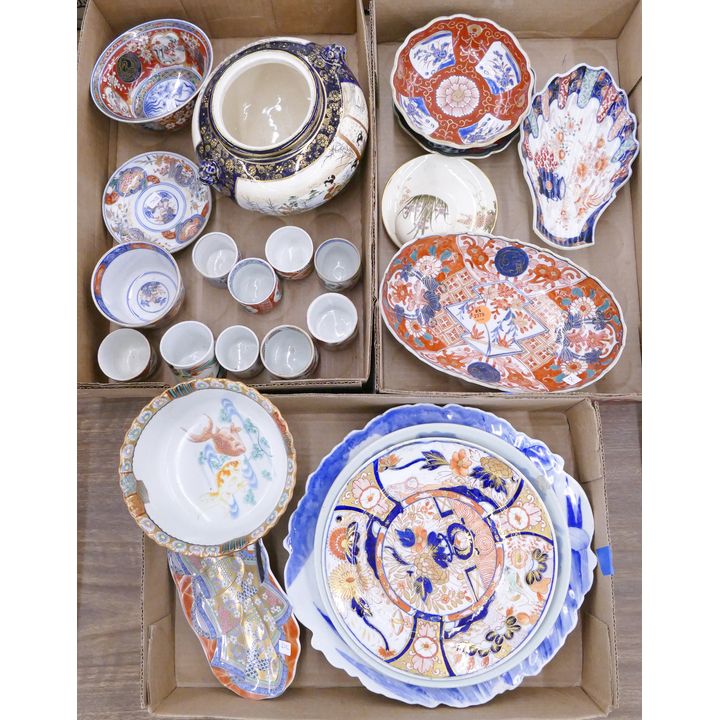 3 Boxes Japanese Meiji Imari Wares Etc