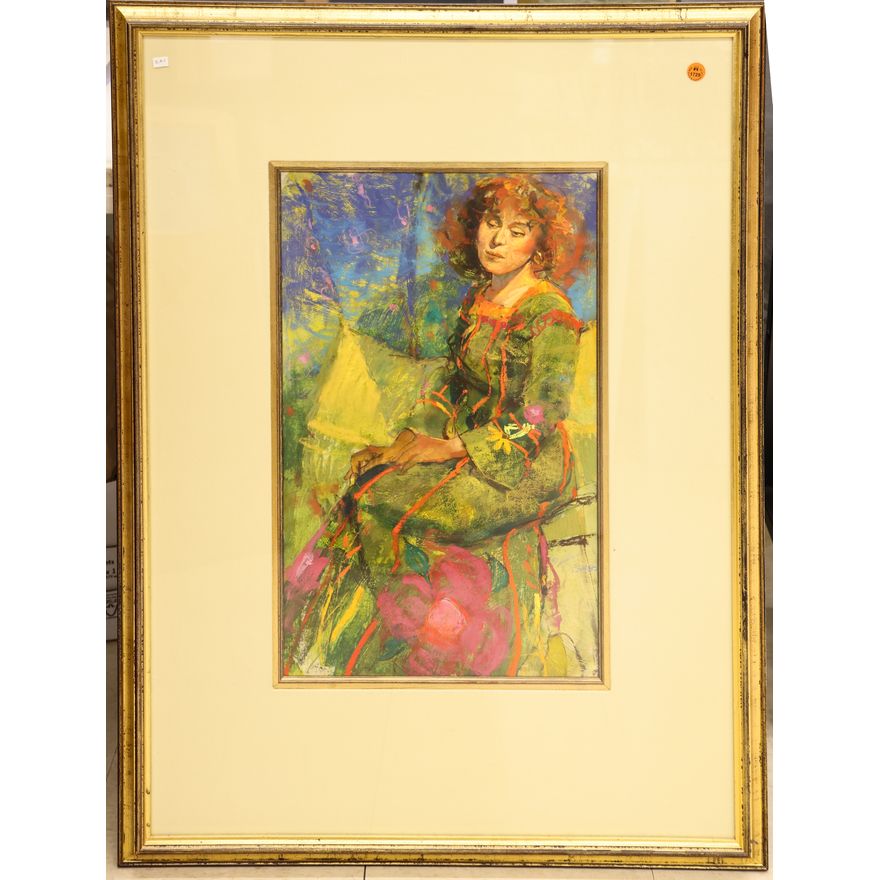 Jack Fellows (WA) ''Pat'' (Seated Woman) Pastel on Paper Framed
