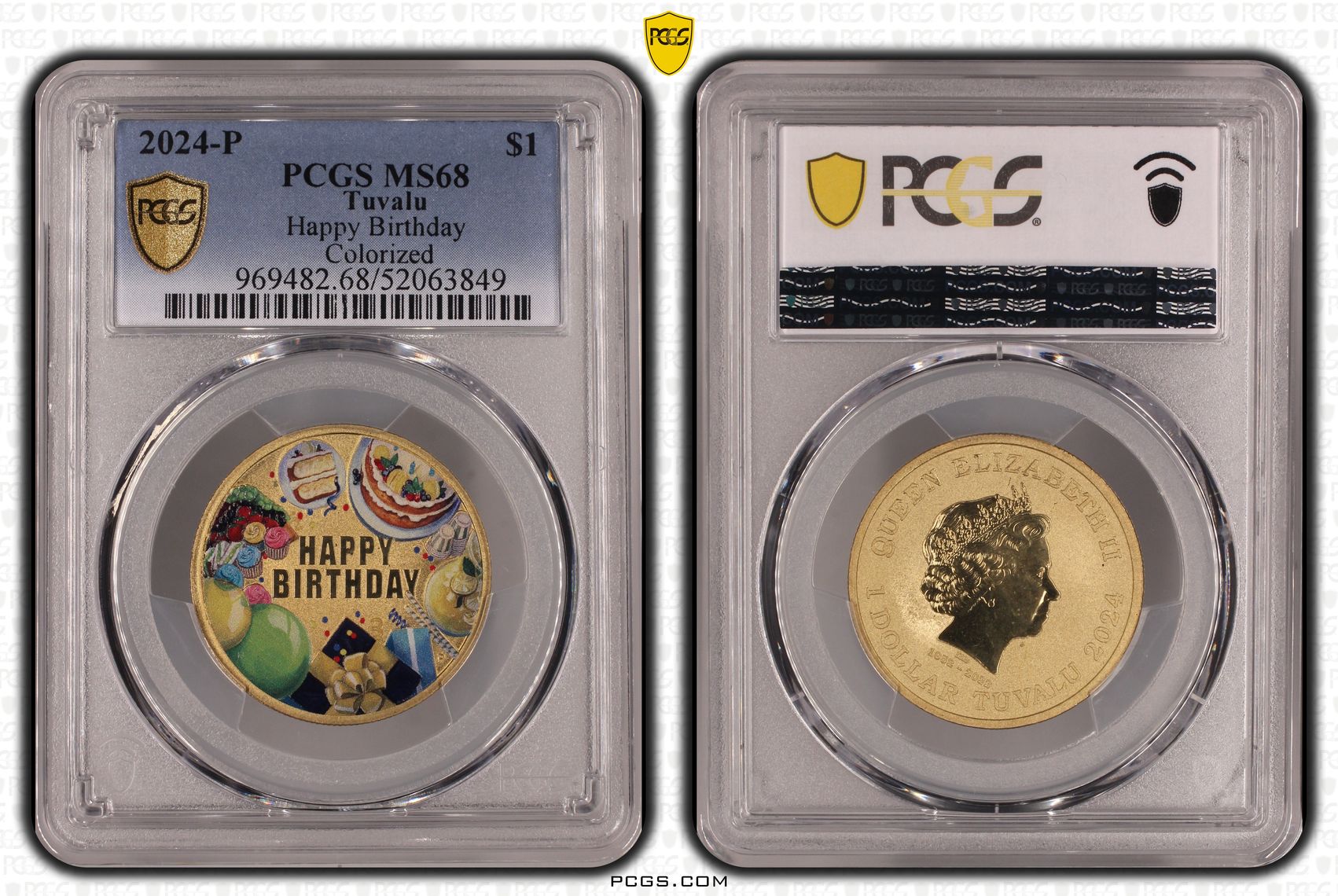 Tuvalu, Happy Birthday Colourised, One Dollar, 2024-P, PCGS MS68