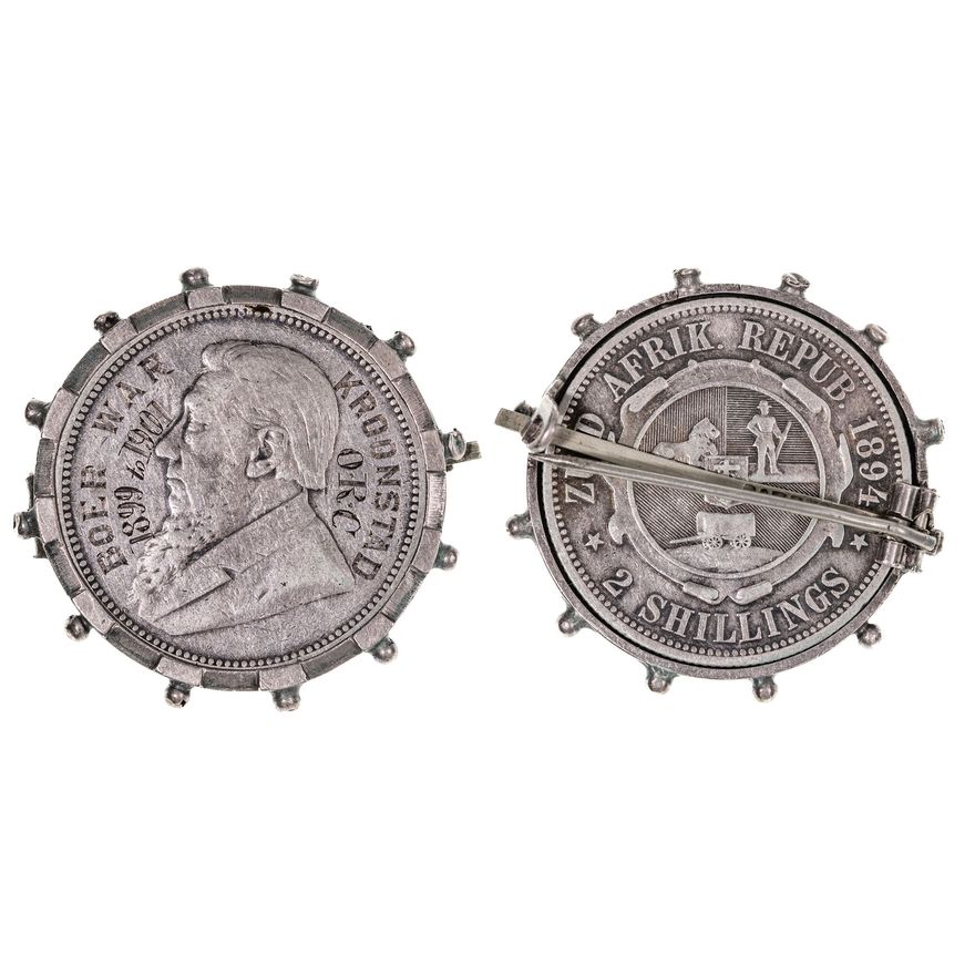 South Africa, Boer War Engraved Two Shillings Brooch, 1899 - 1901,  VF
