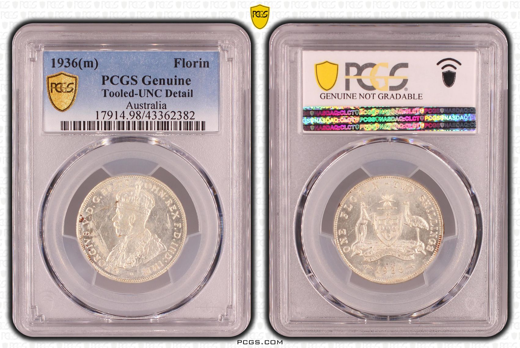 188 · Florin, 1936(m), PCGS Genuine  - UNC Details (98 - Damage)