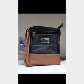 STONE CO BLACK AND BROWN LADIES SMALL POUCH SLING - 51626/13719
