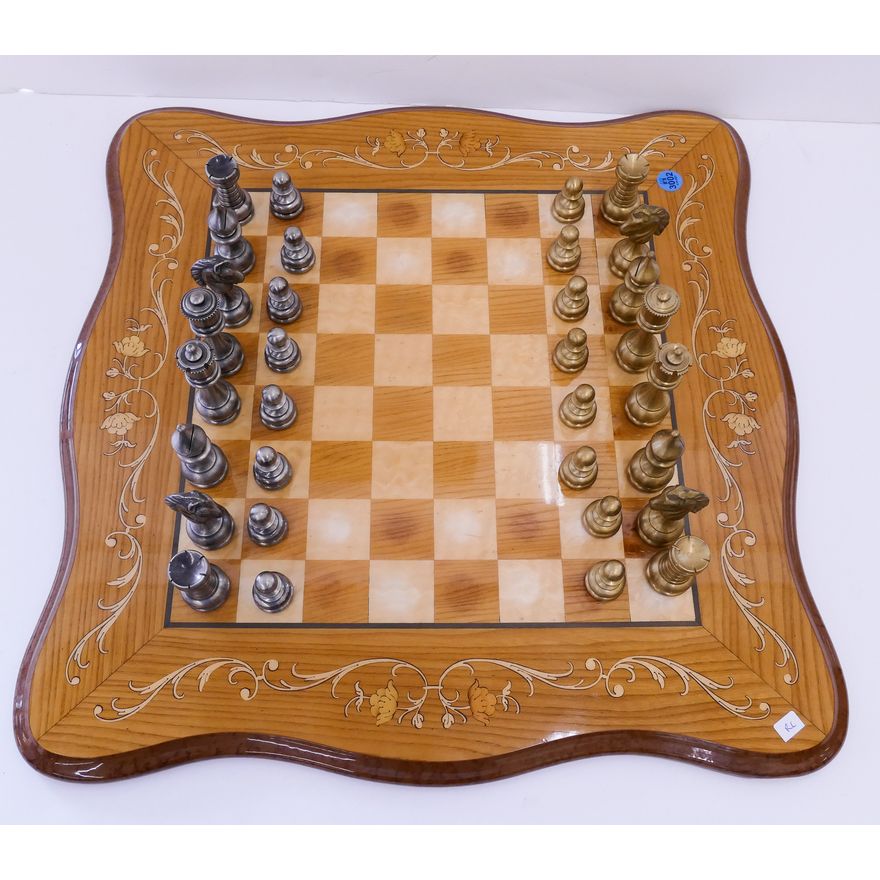 Bianchi Barbara Inlaid Italian Chess Set with Board- 20x20''
