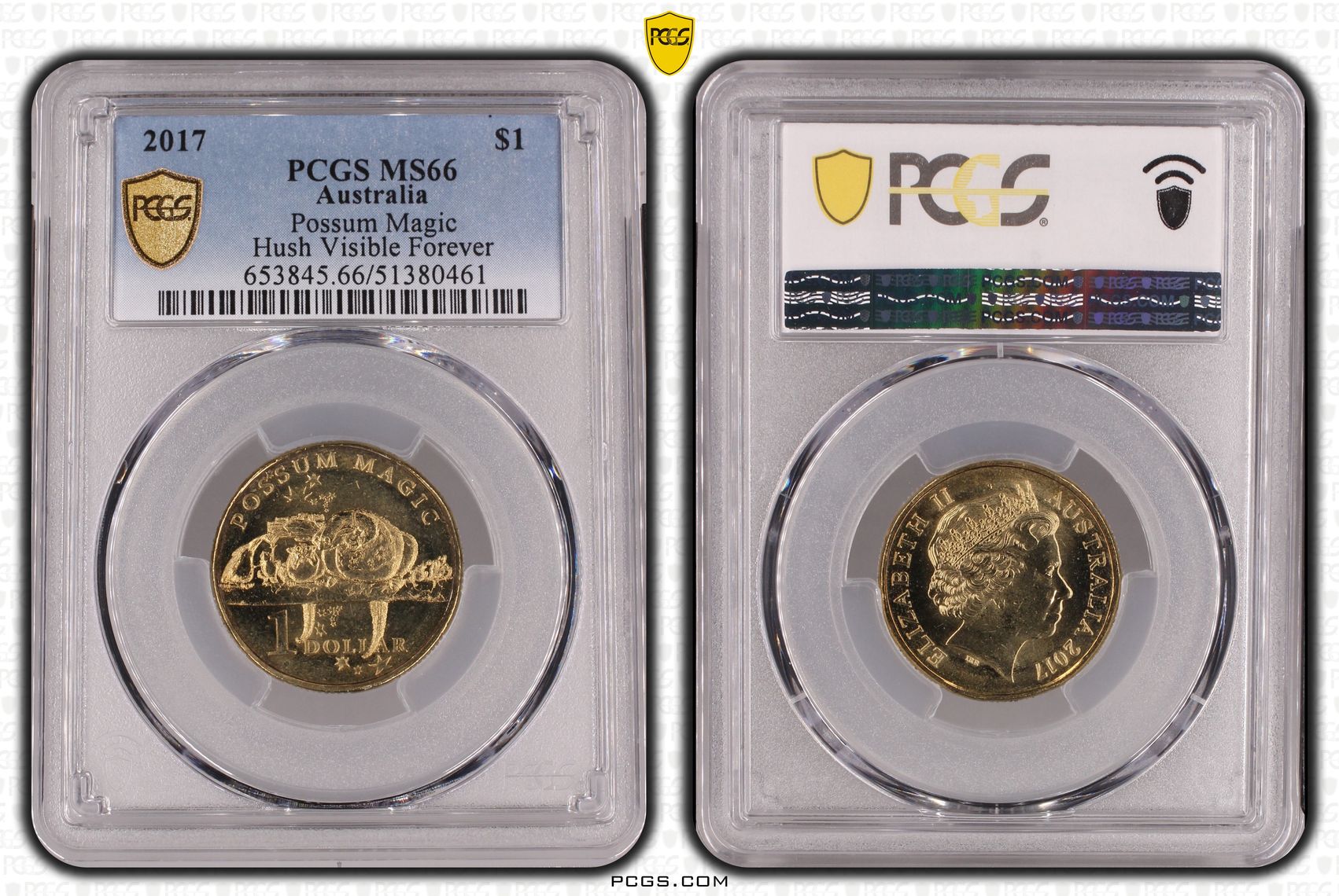 Possum Magic - Hush Visible Forever, One Dollar, 2017, PCGS MS66