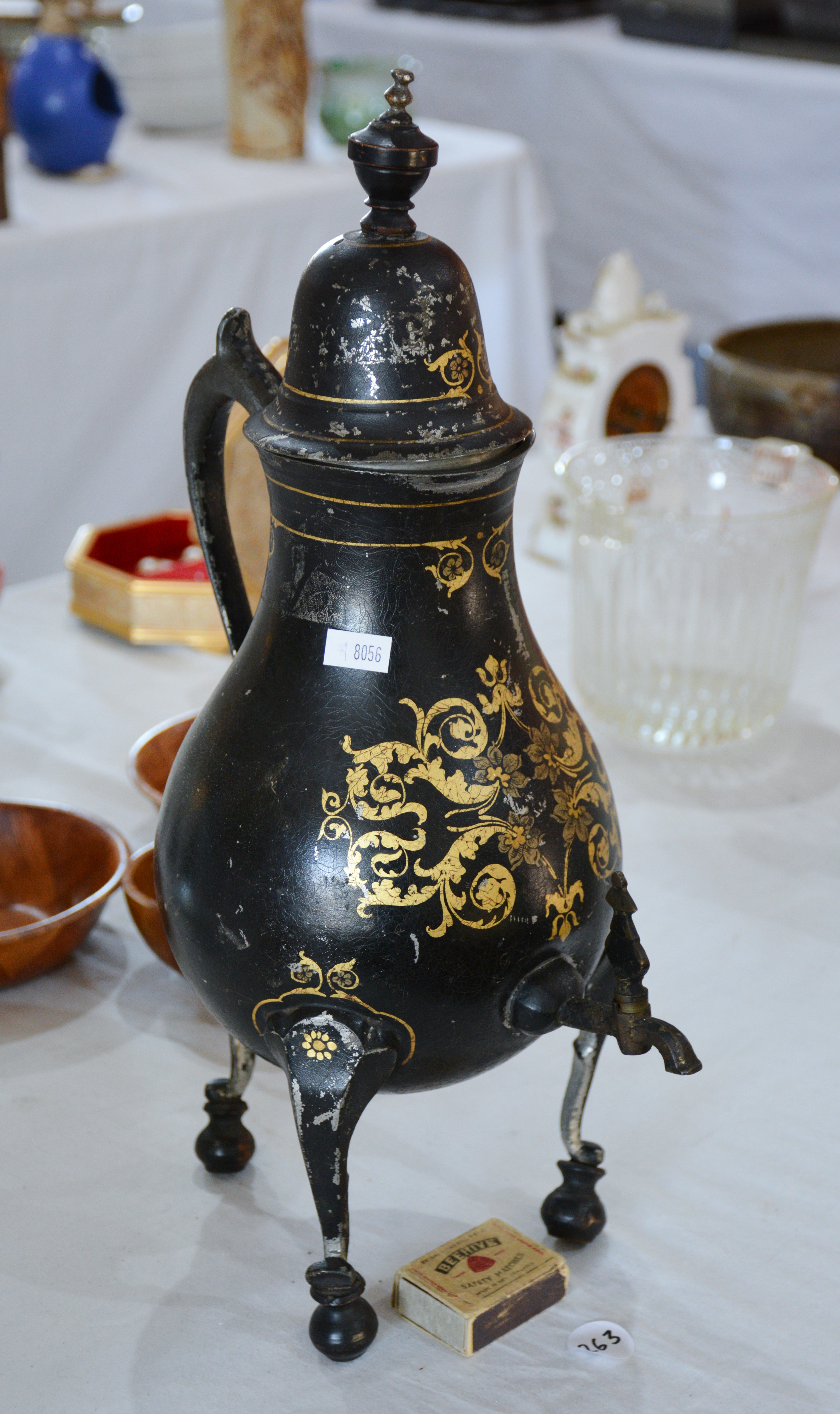 19th C. Black and Gold Tole Samovar — NZ auction result