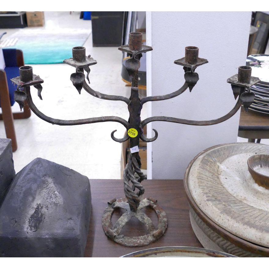Old Wrought Iron Candelabra- 16''