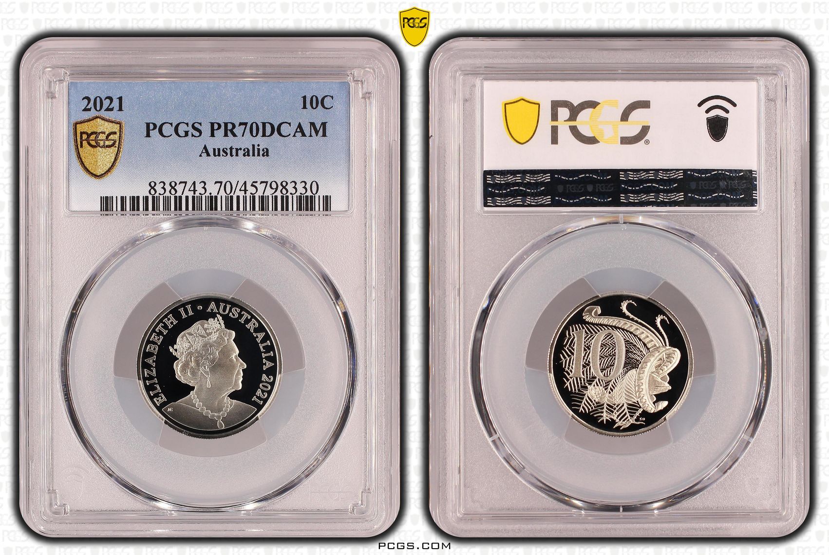 Elizabeth II, Ten Cent, 2021, PCGS PR70DCAM