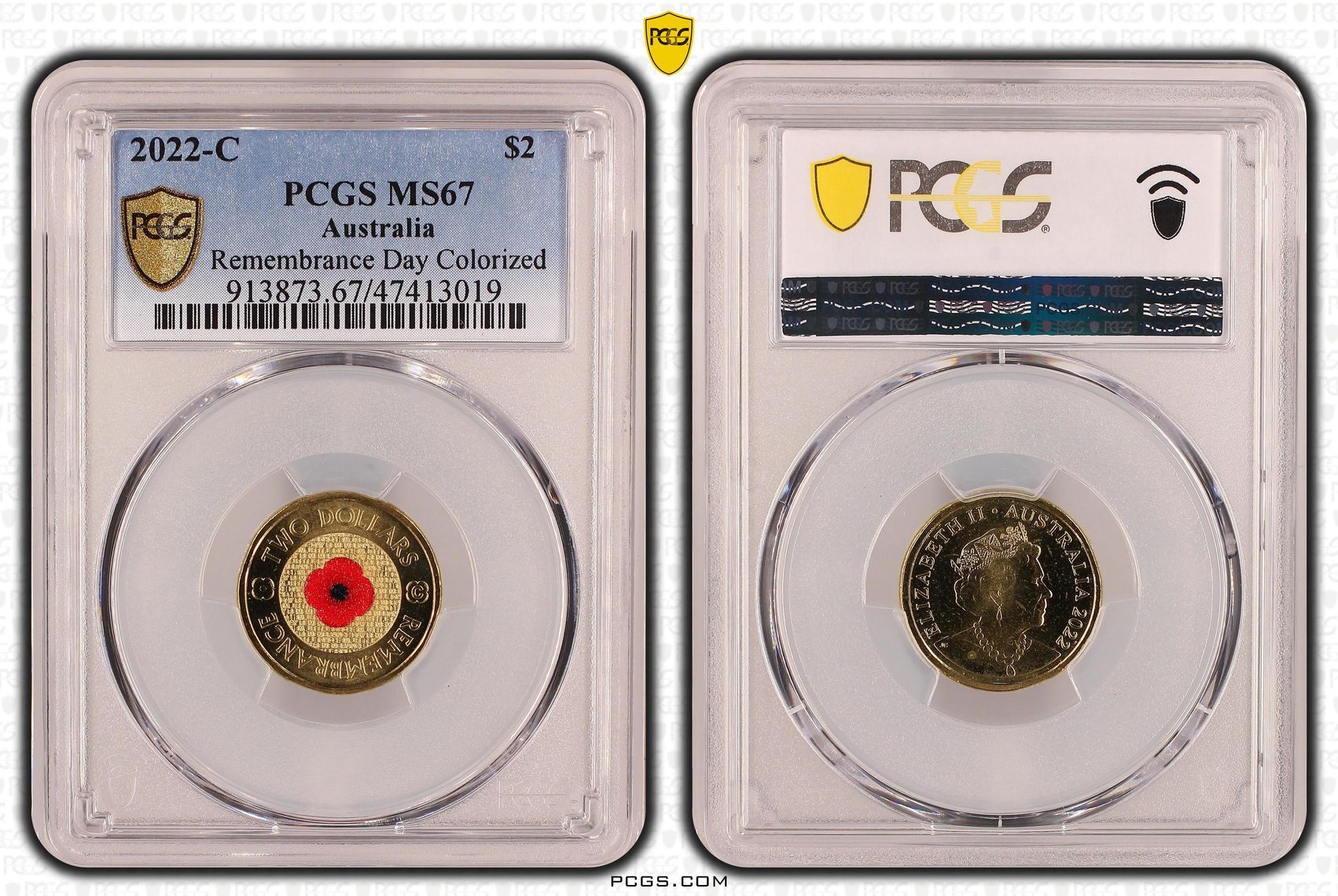 Elizabeth II, Remembrance Day Colorized, Two Dollar, 2022-C, PCGS MS67