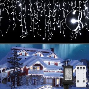 ICICLE LIGHTS OUTDOOR, 40FT WHITE CHRISTMAS LIGHTS WITH 81 DROPS, 432 LED ICICLE CHRISTMAS LIGHTS OUTDOOR WITH REMOTE AND TIMER, C