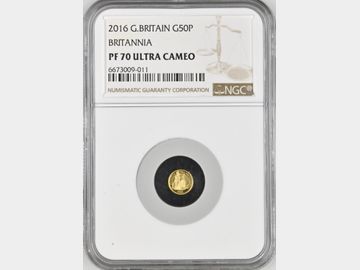 2016 ELIZABETH II PROOF GOLD 1/40oz BRITANNIA 50 PENCE COIN PF70 UCAM