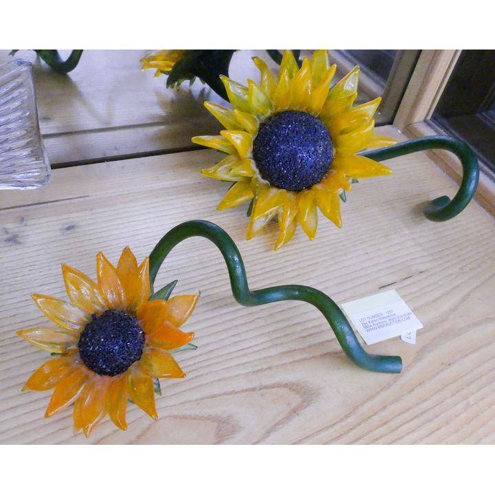 2pc Karen Willenbrink Glass Sunflowers (As Is)- 9''