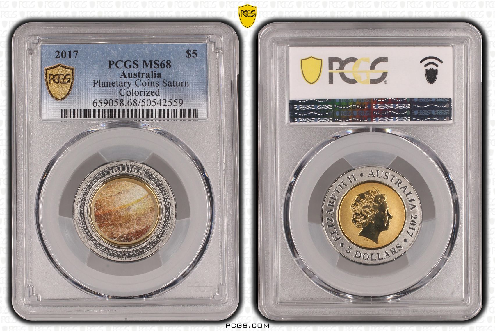 Planetary Coins Saturn, Five Dollar, 2017, PCGS MS68