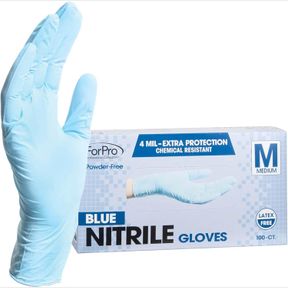 FORPRO PROFESSIONAL COLLECTION DISPOSABLE NITRILE GLOVES, CHEMICAL RESISTANT, POWDER-FREE, LATEX-FREE, NON-STERILE, FOOD SAFE, 4 M