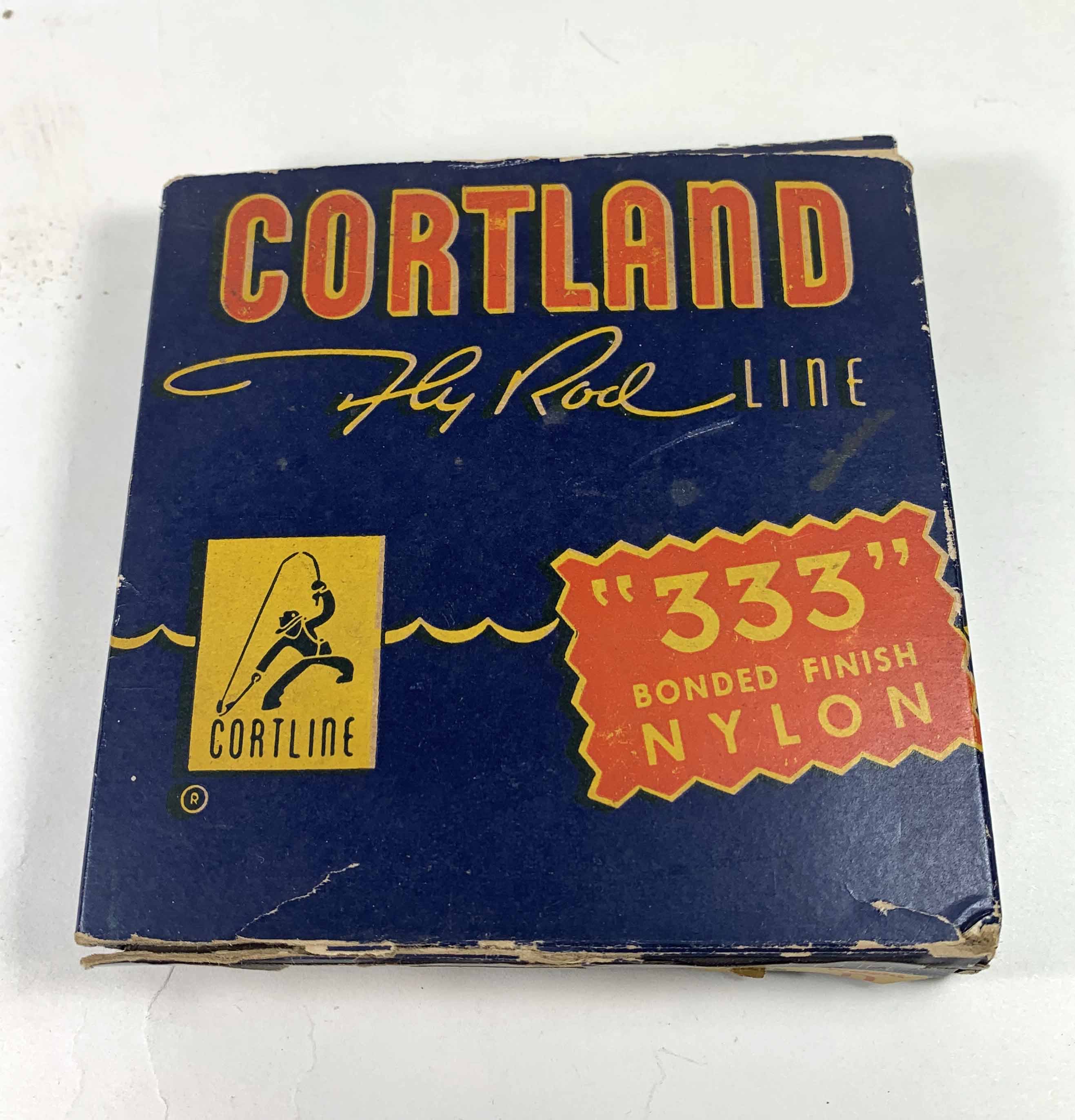 VINTAGE CORTLAND 333 NON-SINKABLE NYLON FLY FISHING LINE SPOOL IN CASE 25  YDS 