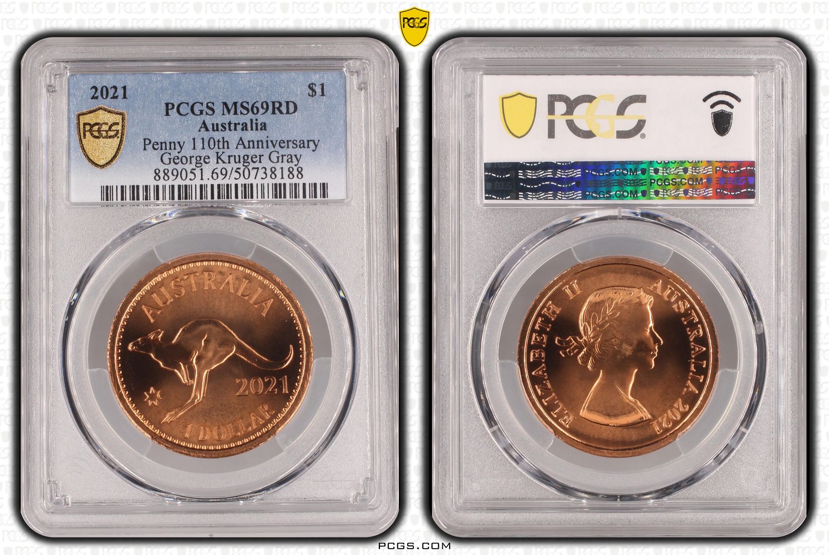 Penny 110th Anniversary POP 15/0, One Dollar, 2021, PCGS MS69RD