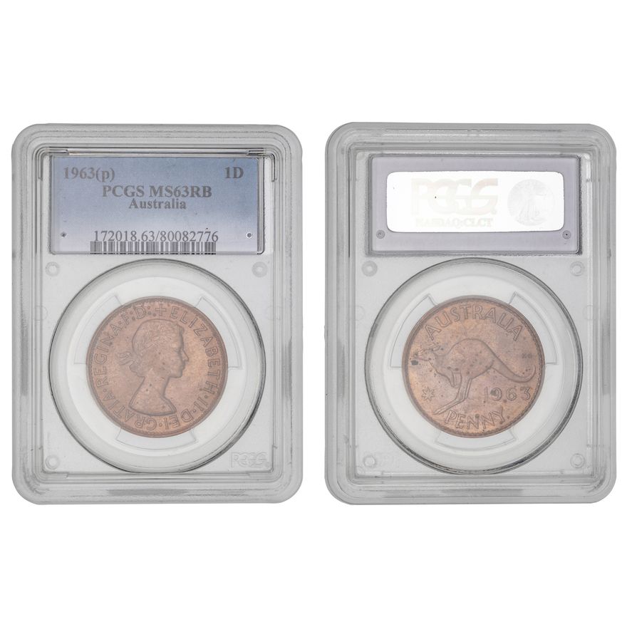 Elizabeth II, Penny, 1963, PCGS MS63RB