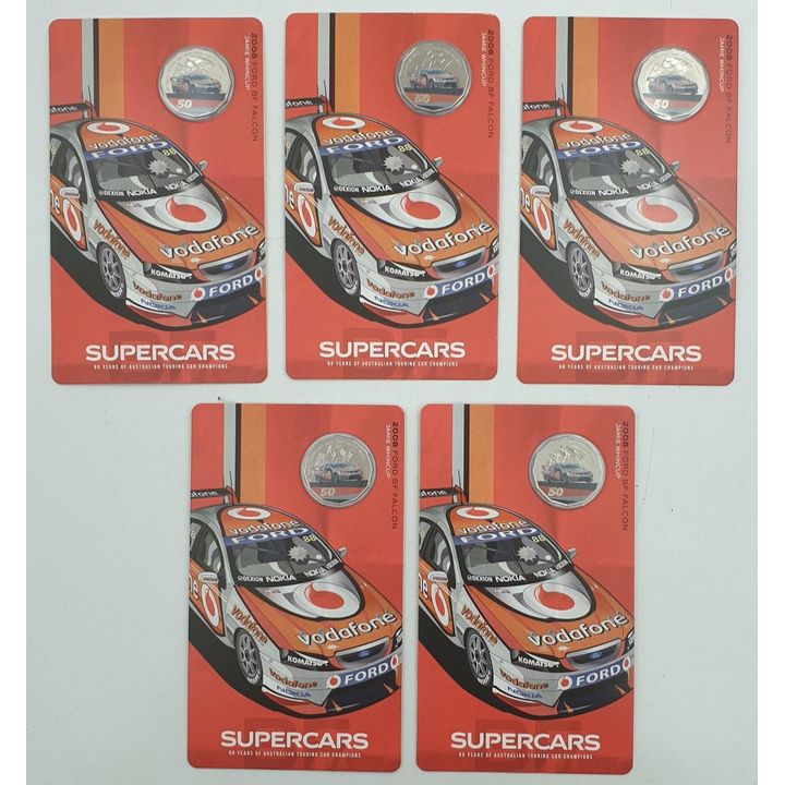 Supercars Carded 50c Coins - Ford BF Falcon (x5)