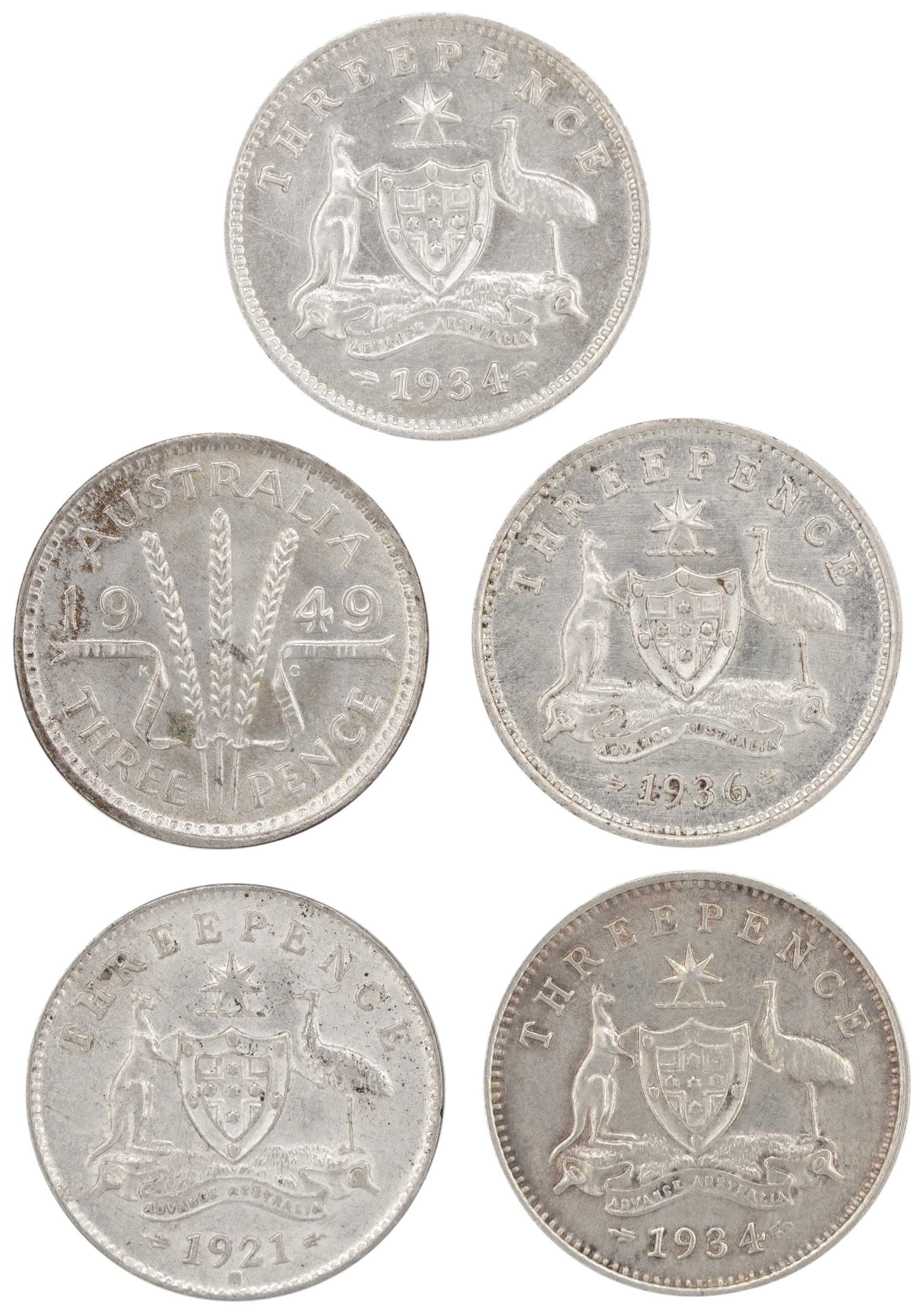 George V - George VI, Threepence, 1921 - 1949, EF - UNC