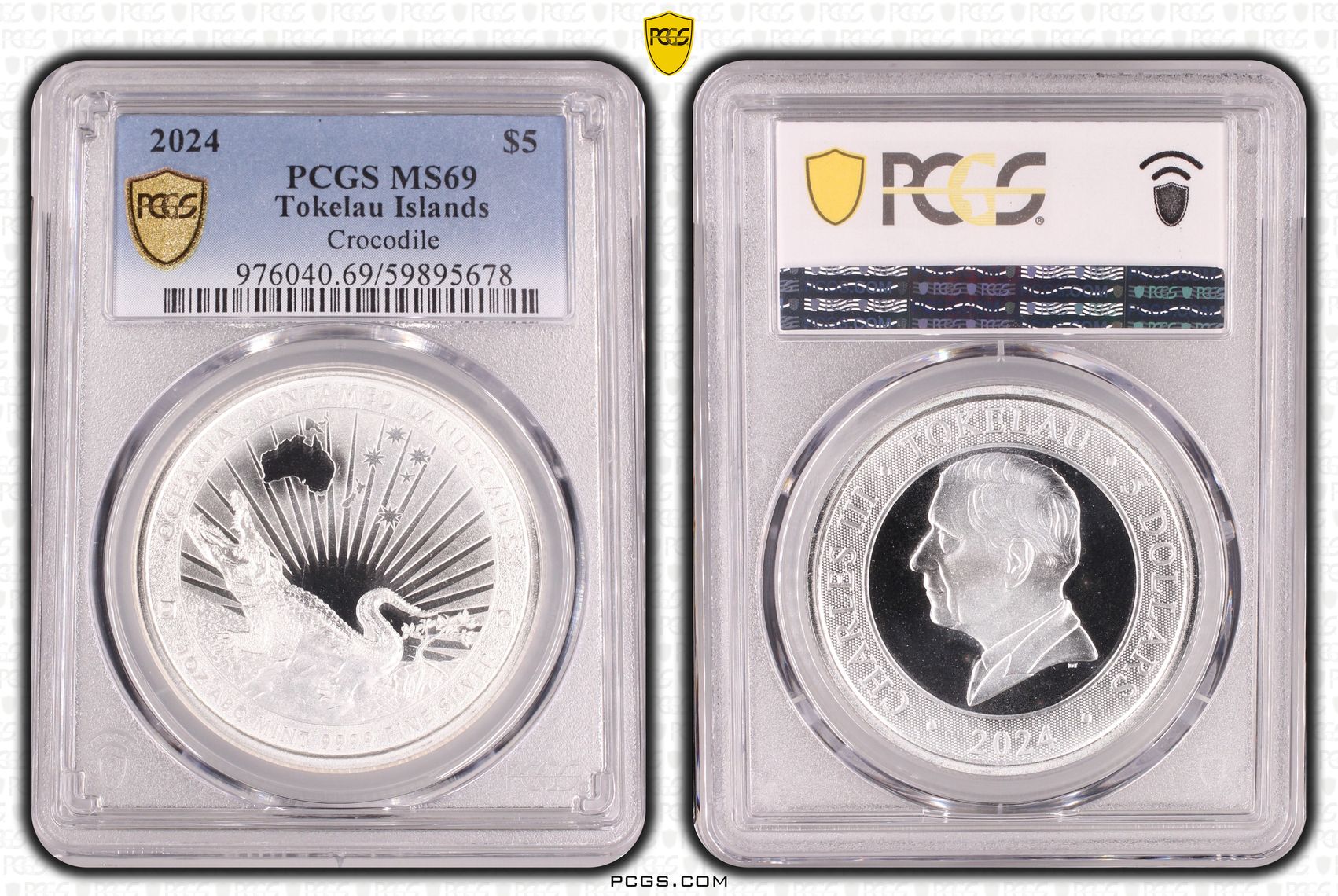 259 · Tokelau Islands, Crocodile, POP 2/0, Five Dollar, 2024, PCGS MS69