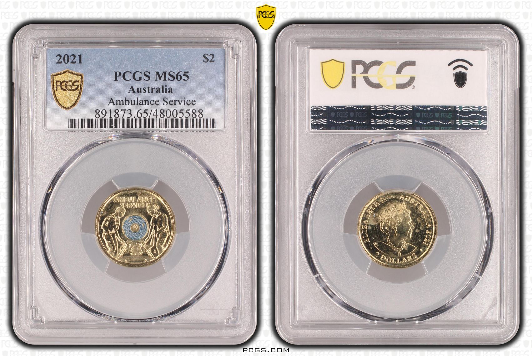 Ambulance Service Colourised, Two Dollar, 2021, PCGS MS65