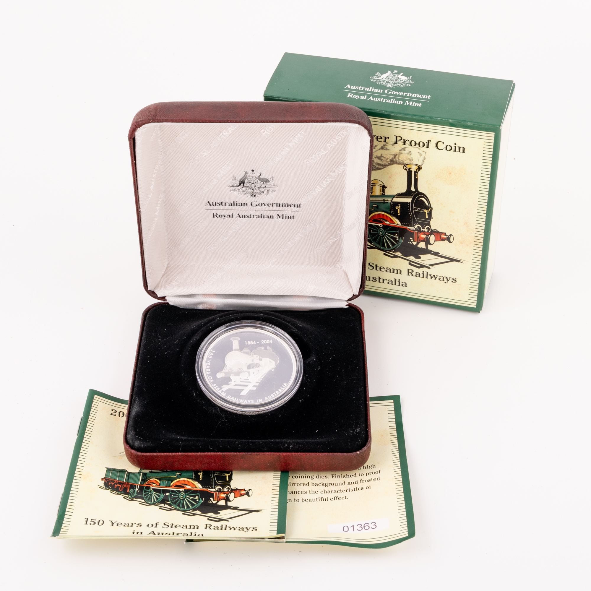 Elizabeth II, 150 Years of Steam Railways Silver Proof Coin, Five Dollar, 2004, UNC