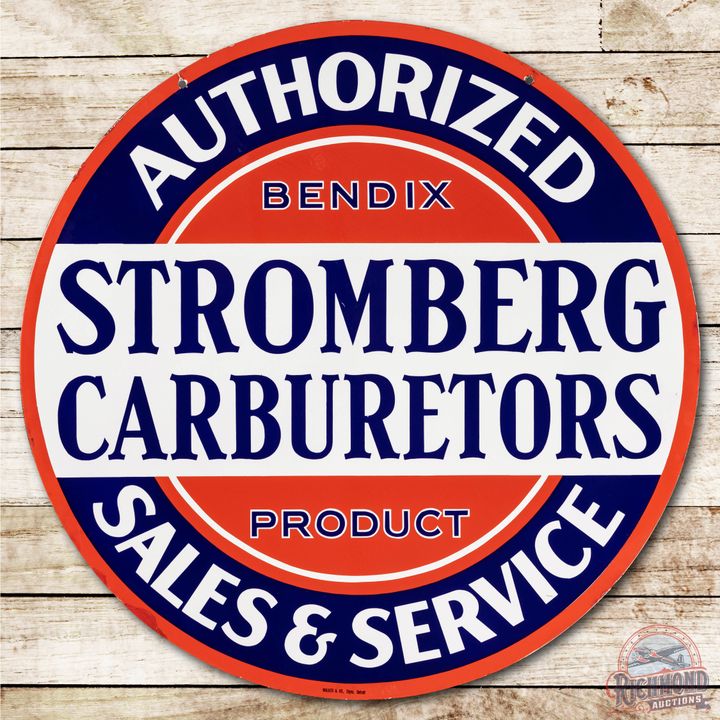 36" Stromberg Carburetors Authorized Sales & Service Double Sided Porcelain Sign