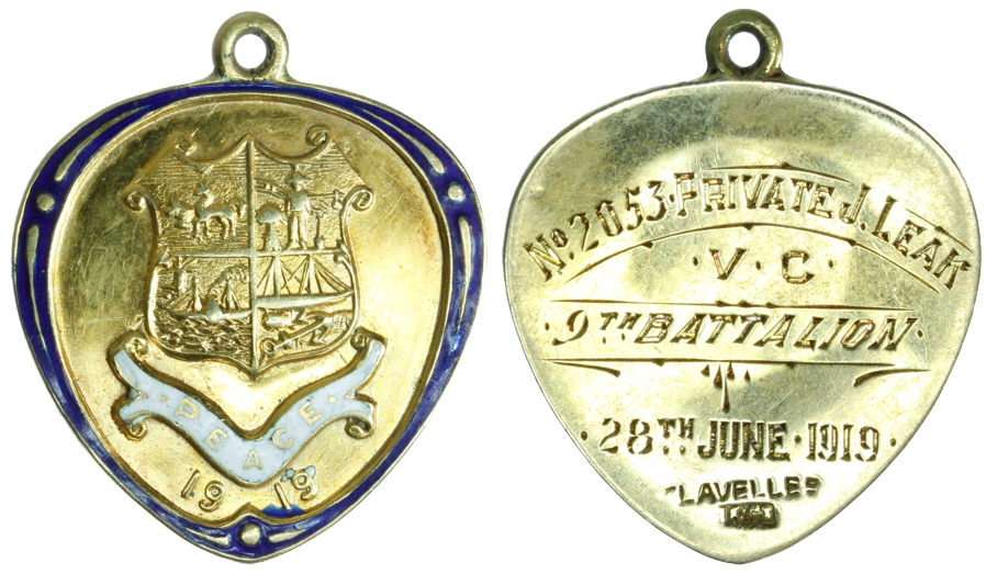 15ct Gold Fob to V.C. 2053 Pte. J Leak