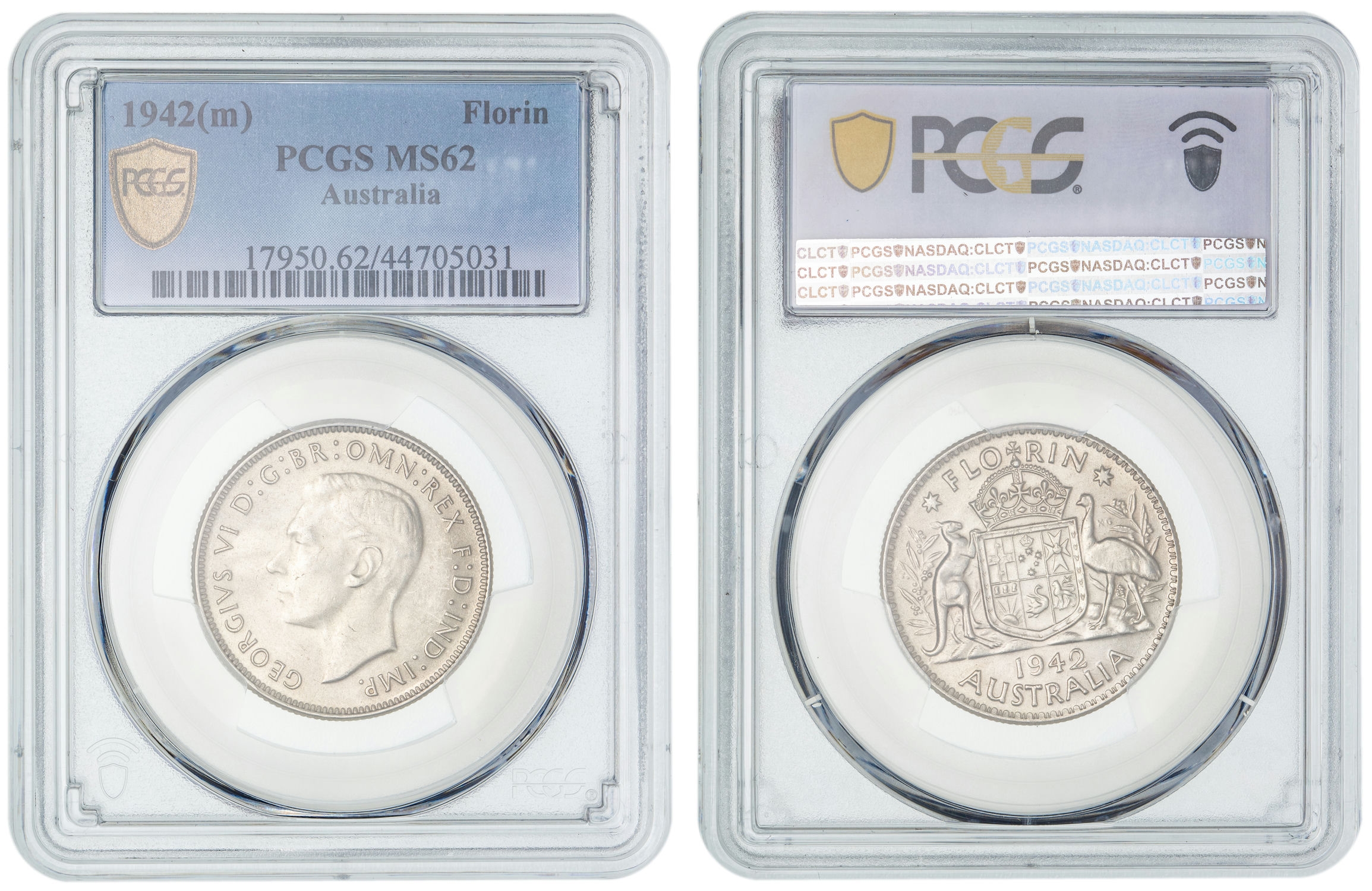George VI, Florin, 1942, PCGS MS62