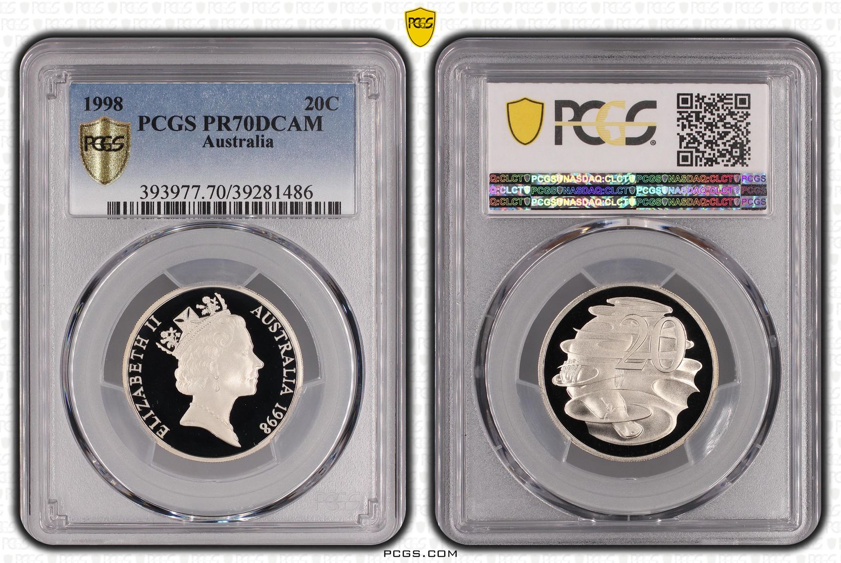 200 · 1998 Australia Twenty Cent, 20c PCGS - PR70DCAM POP 15/0 -486