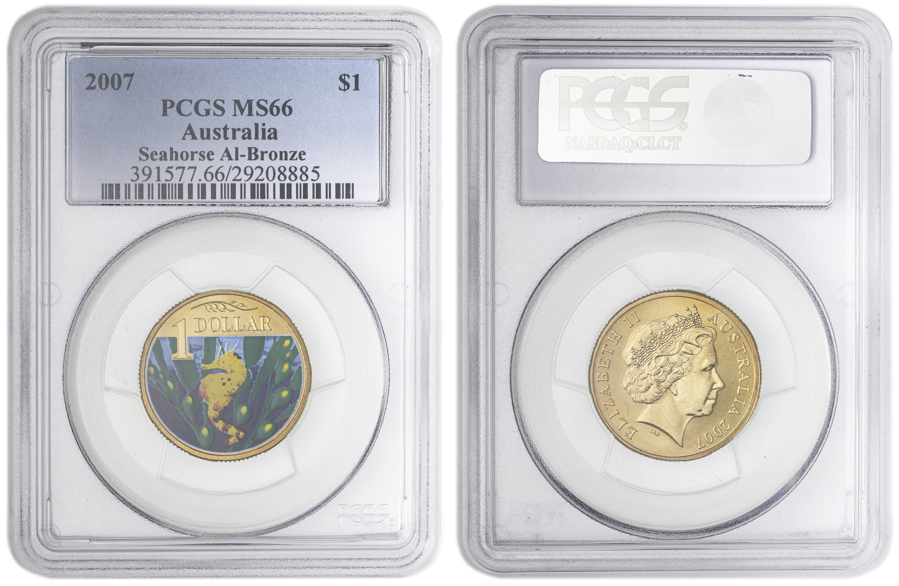 Seahorse , One Dollar, 2007, PCGS MS66