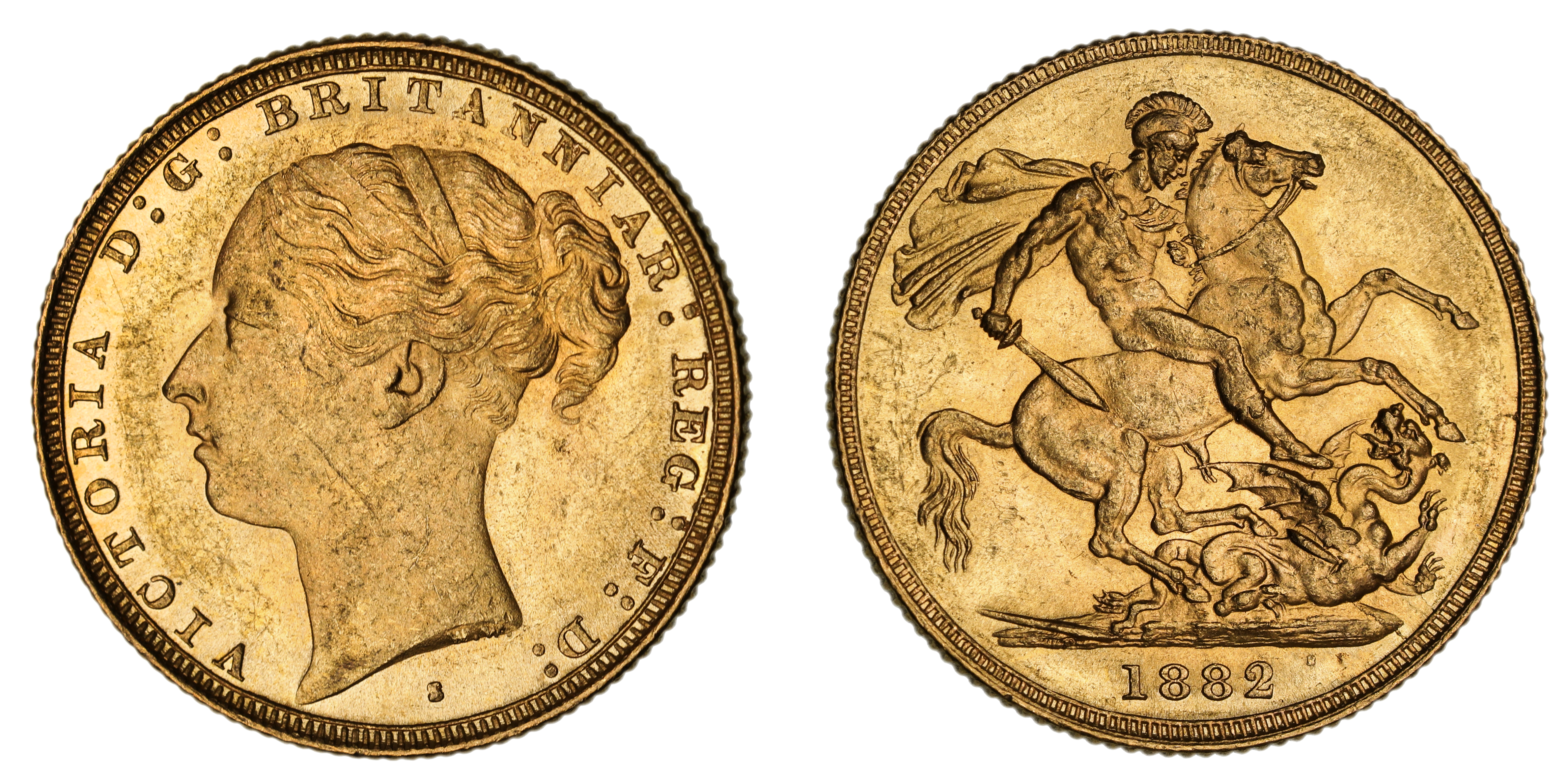 Victoria, St. George Reverse - Sydney Mint - Young, Sovereign, 1882, aUNC
