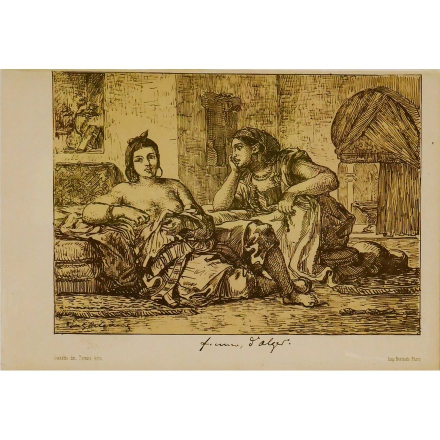 Eugene Delacroix ''Femmes D'Alger'' 1833 Lithograph Matted 20''x16''