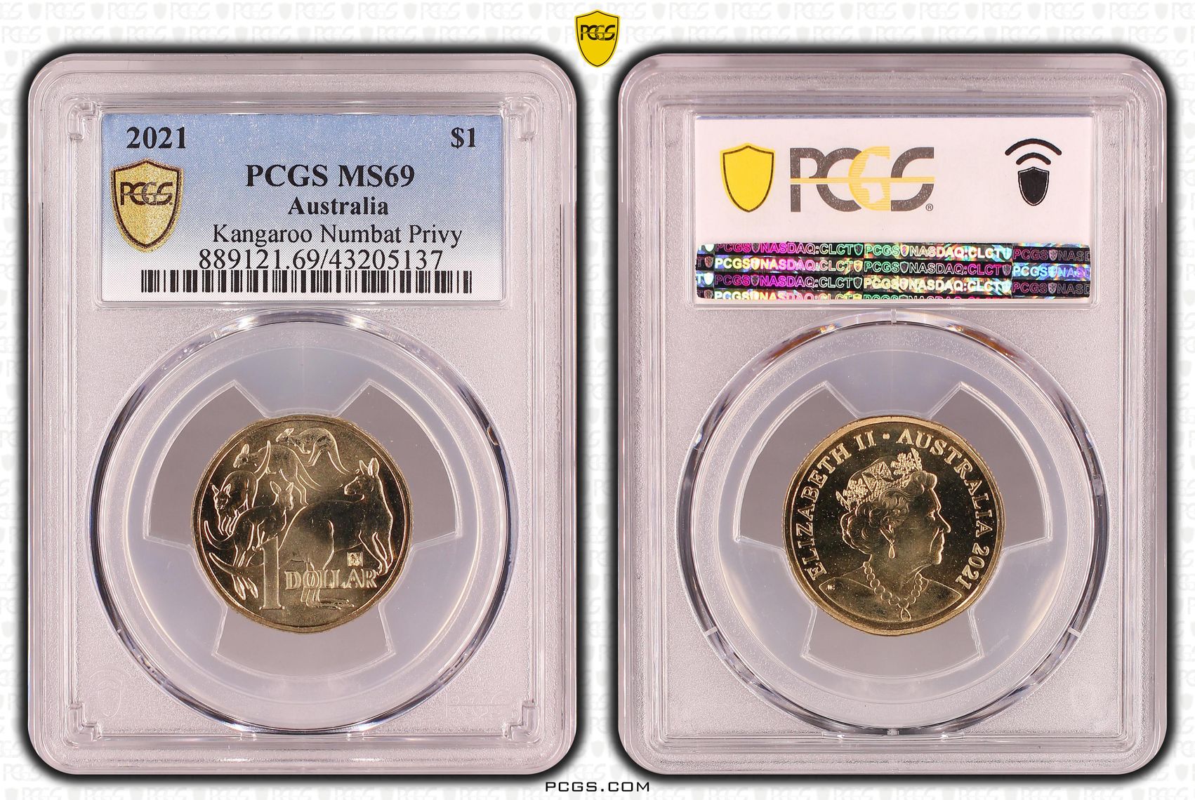 Kangaroo Numbat Privy, One Dollar, 2021 POP Report 1/0, PCGS MS 69