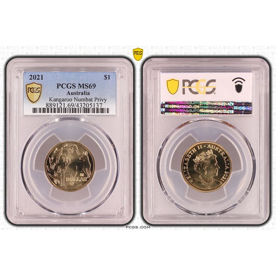Kangaroo Numbat Privy, One Dollar, 2021 POP Report 1/0, PCGS MS 69