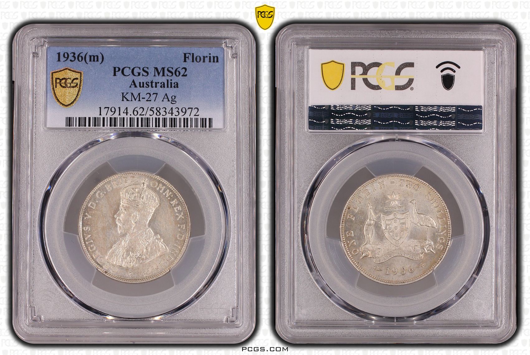 George V, Florin, 1936, PCGS MS62
