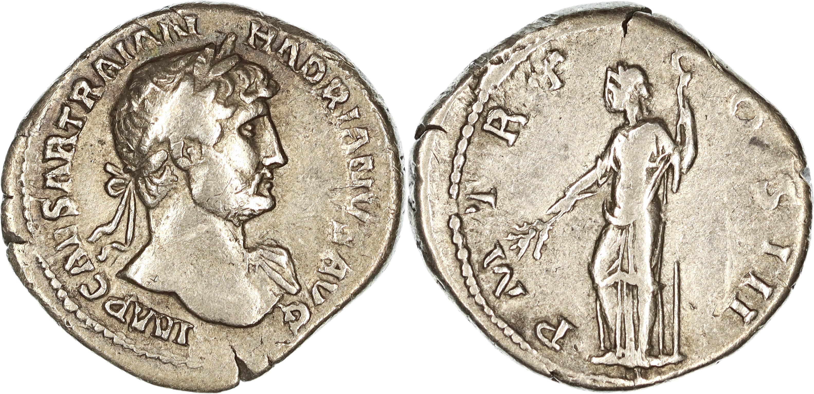 Roman Empire, Hadrian, Silver Denarius, 119-122 AD, gF-nVF
