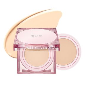CLIO KILL COVER MESH GLOW CUSHION FOUNDATION (REFILL INCLUDED 15G*2, 21N LINEN), GLASS SKIN, LONG-LASTING, LIGHTWEIGHT, BUILDABLE