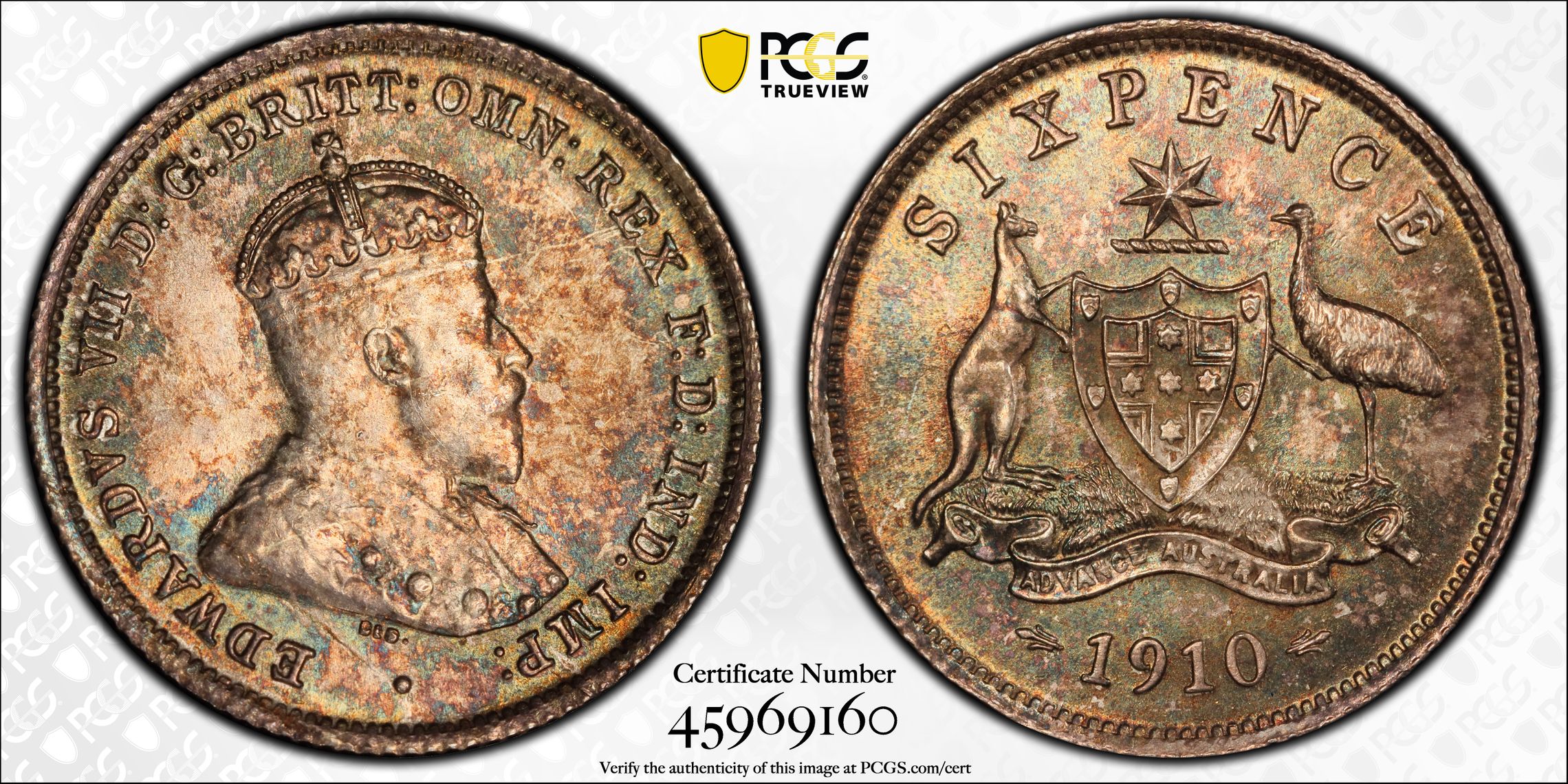 Edward VII, Sixpence, 1910, PCGS MS63