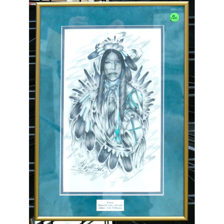 S.M. Williams (Nevada) ''Paiute'' 2001 Mixed Media Framed 18''x12''