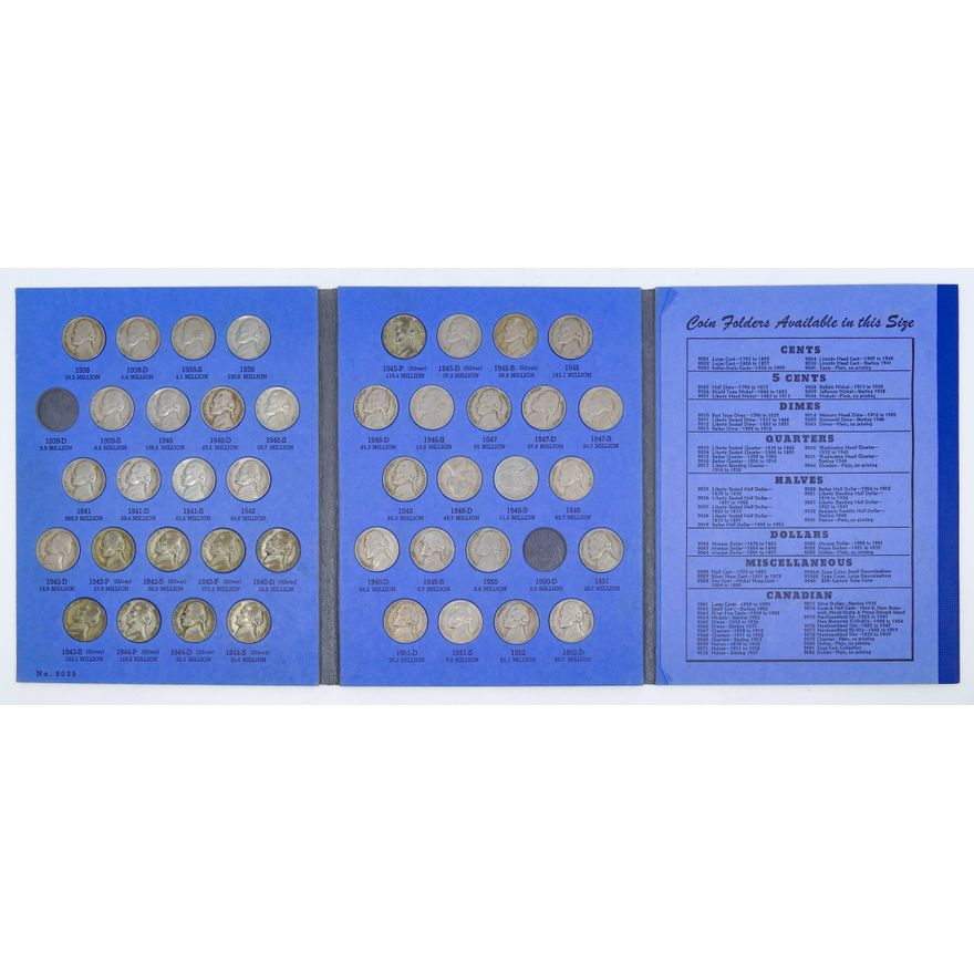 US Jefferson Nickel 1938-61 Blue Book 62pc