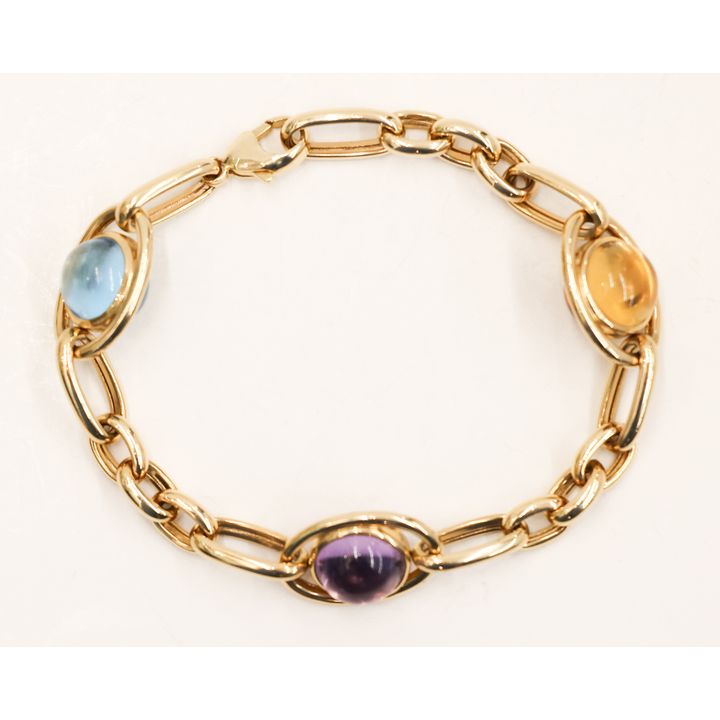 Ladies 14k Bubble Cabochon Gemstone Bracelet