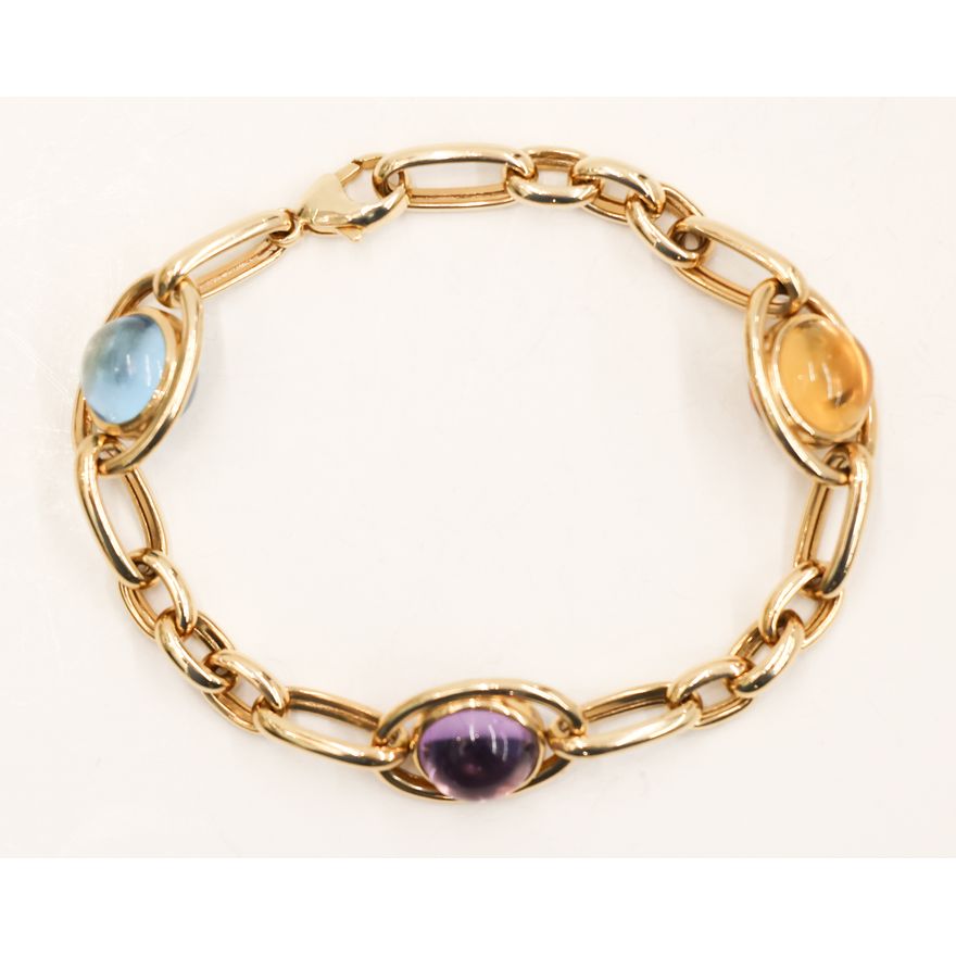 Ladies 14k Bubble Cabochon Gemstone Bracelet