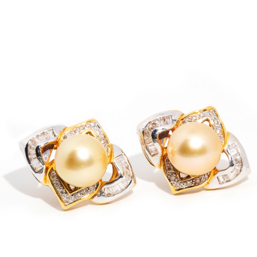 South Sea Pearl and Diamond Earrings